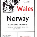 wales v norway u 23s 1982